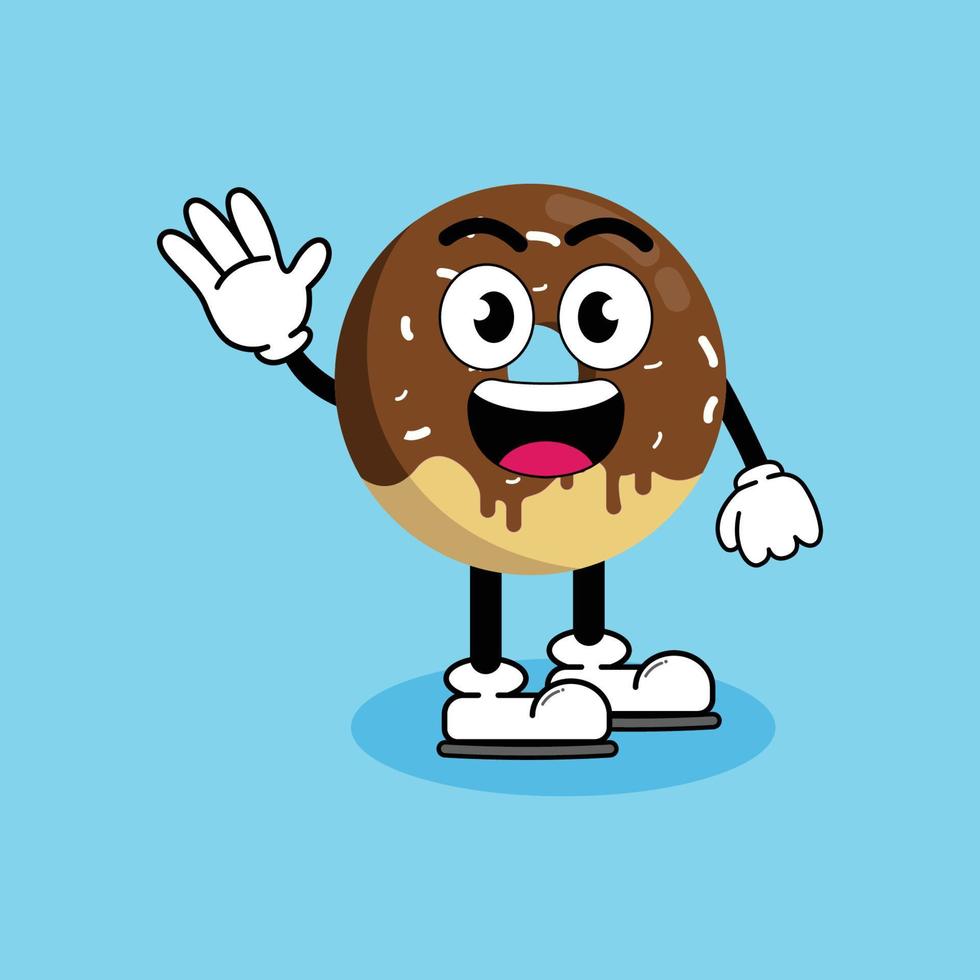 ilustración vectorial personaje de dibujos animados gráficos de linda mascota donut con pose. adecuado para la ilustración de libros infantiles. vector