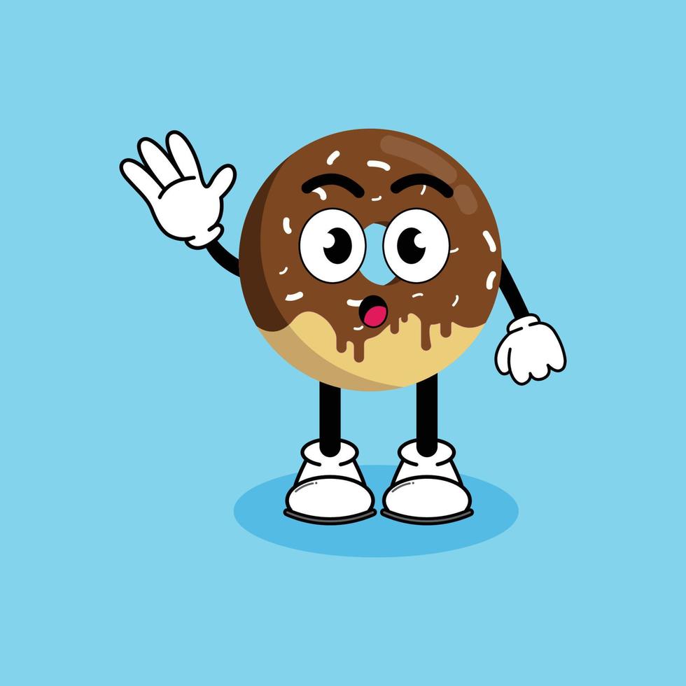 ilustración vectorial personaje de dibujos animados gráficos de linda mascota donut con pose. adecuado para la ilustración de libros infantiles. vector