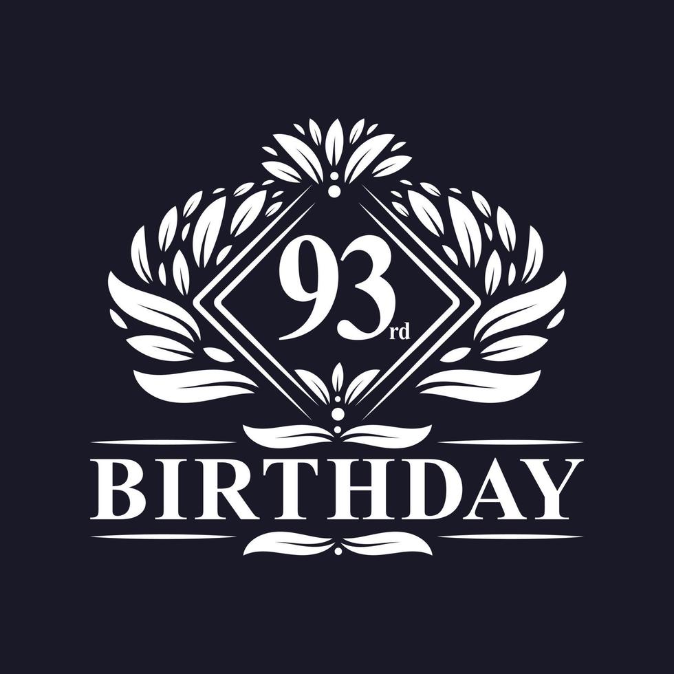 93 years Birthday Logo, Luxury 93rd Birthday Celebration. vector