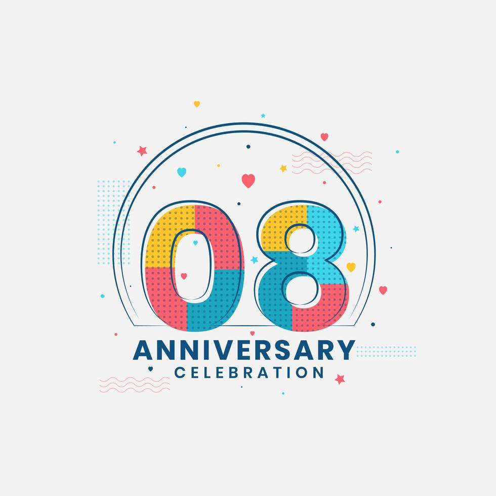 Celebración del 8º aniversario, diseño moderno del 8º aniversario. vector