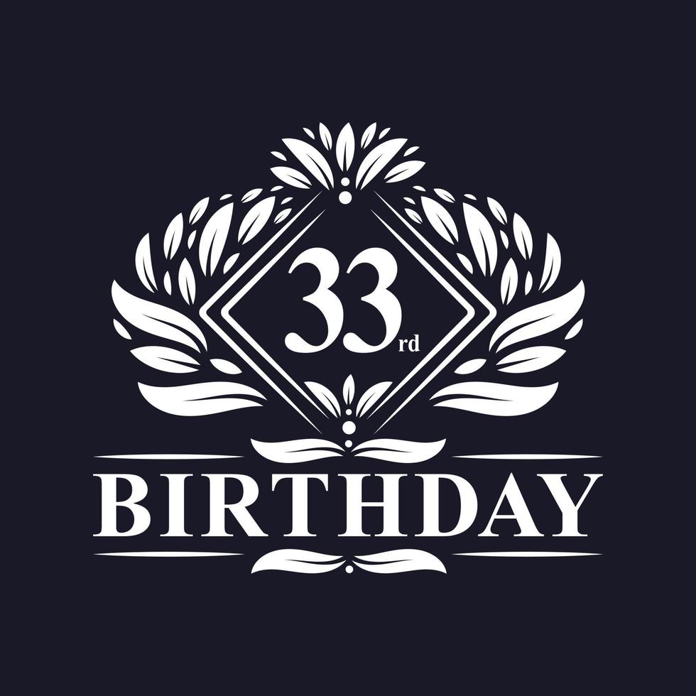 33 years Birthday Logo, Luxury 33rd Birthday Celebration. vector