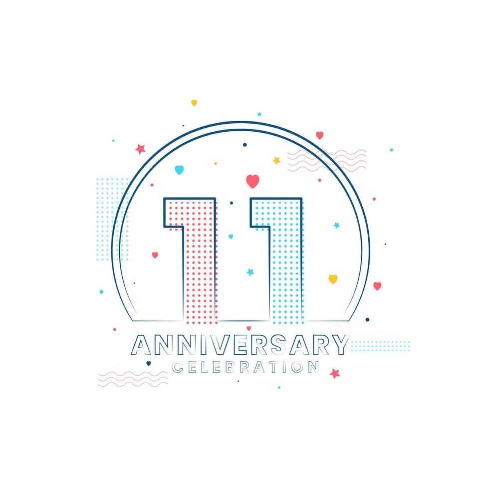 11 years Anniversary celebration, Modern 11 Anniversary design vector