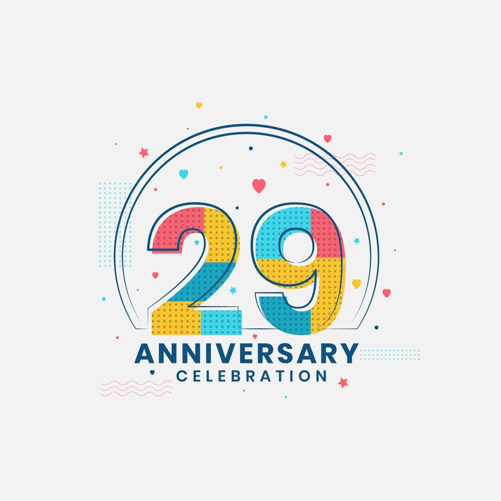 29 Anniversary celebration, Modern 29th Anniversary design vector