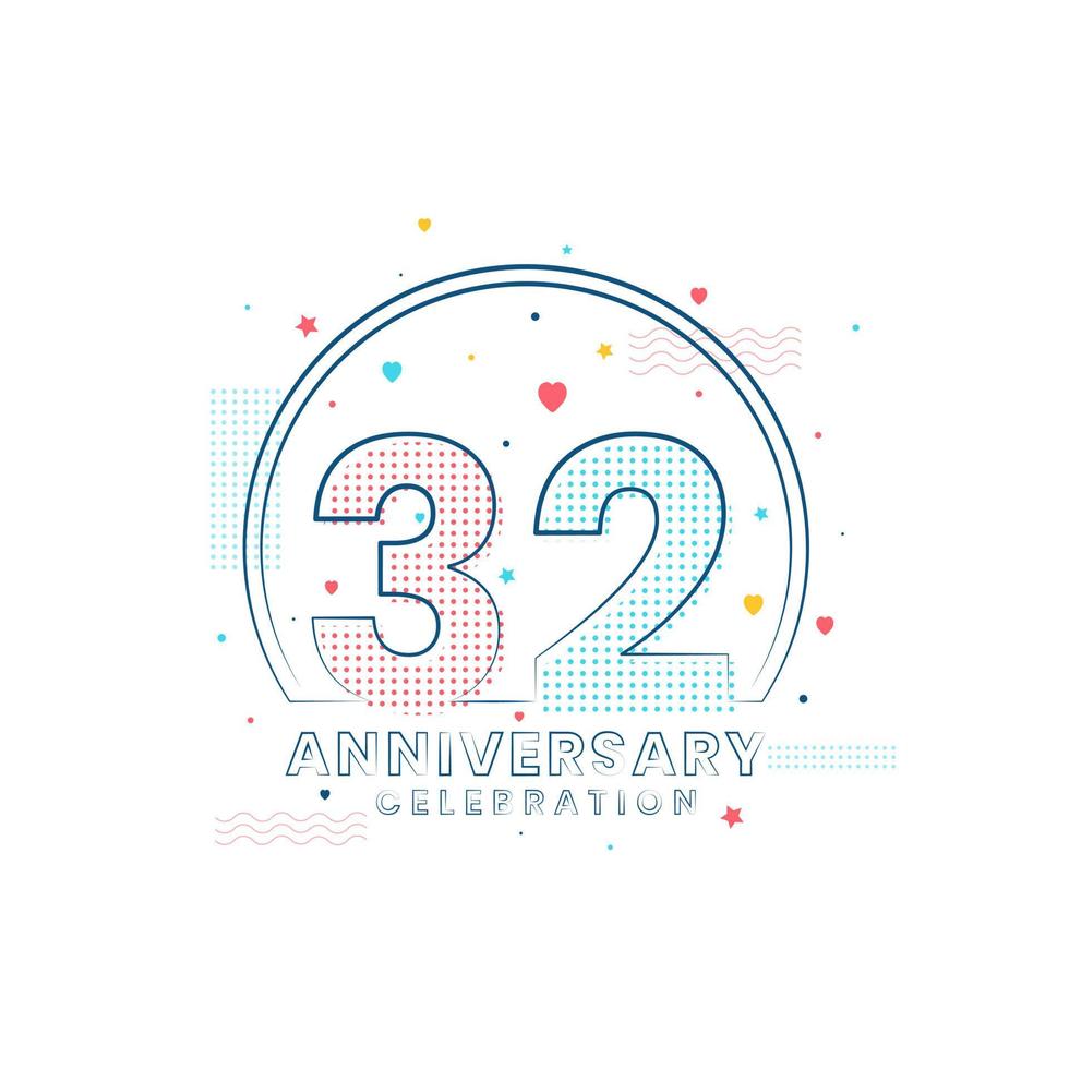 32 years Anniversary celebration, Modern 32 Anniversary design vector