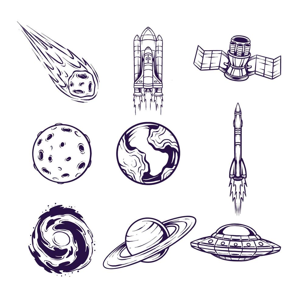 Minimalist Tattoo With Outerspace Themes and Concepts vector