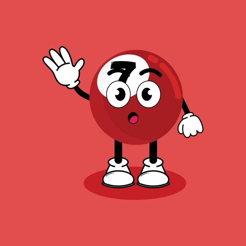 Illustration vector graphic cartoon character of cute mascot Billiard Red 7 with pose. Suitable for children book illustration.