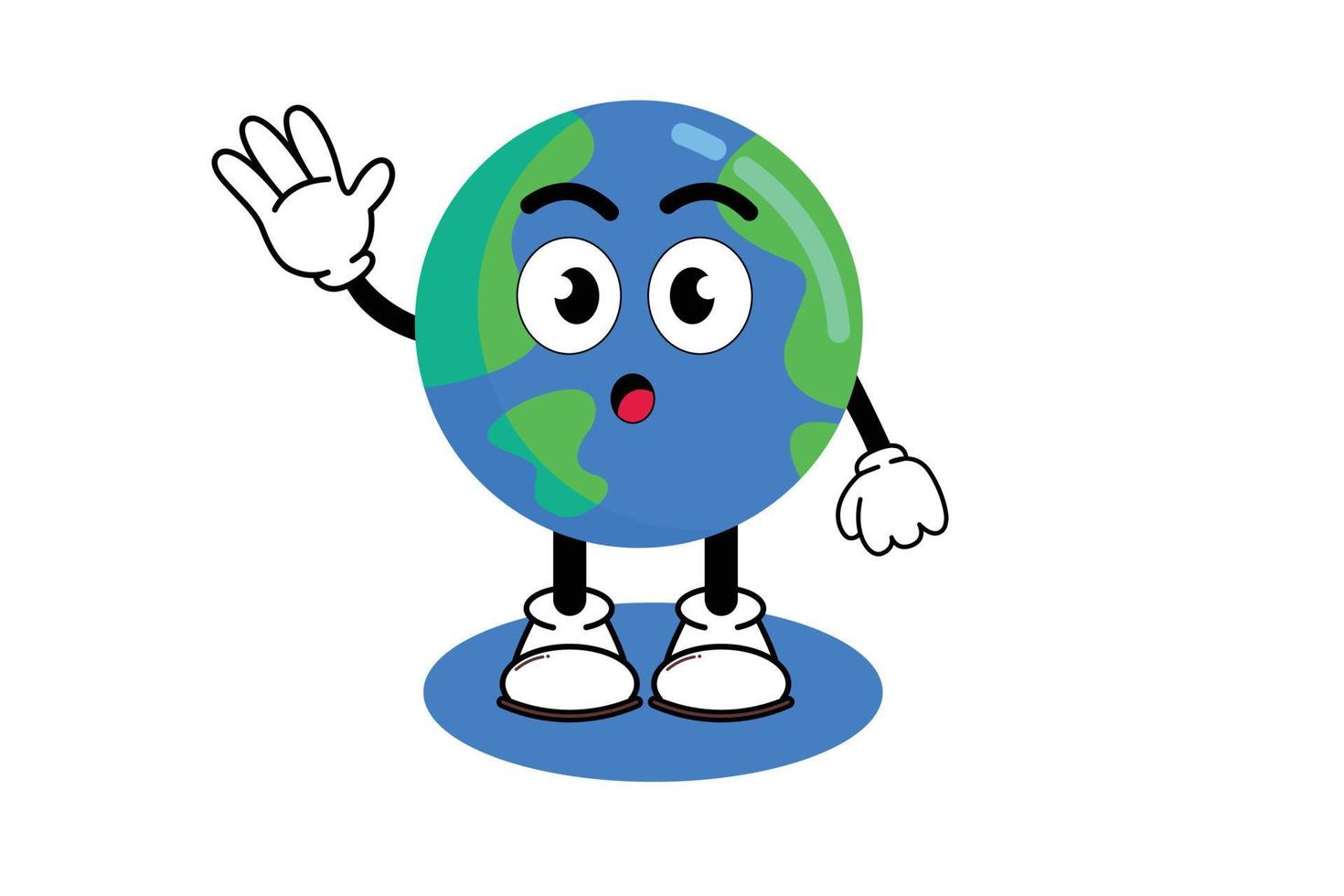 Illustration vector graphic cartoon character of cute mascot earth with pose. Suitable for children book illustration and element design.