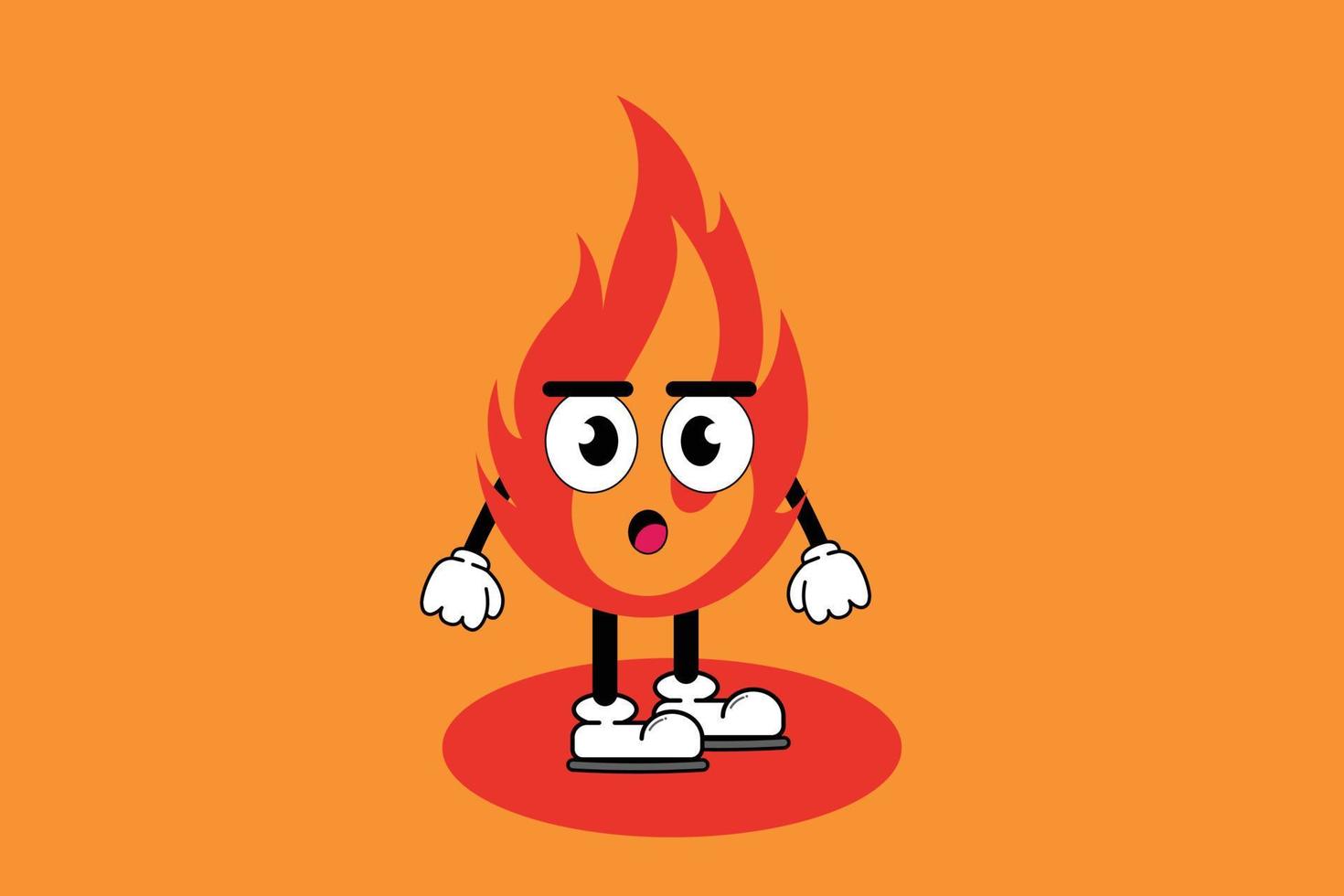 ilustración vector gráfico personaje de dibujos animados de mascota linda fuego con pose. adecuado para la ilustración de libros infantiles y el diseño de elementos.