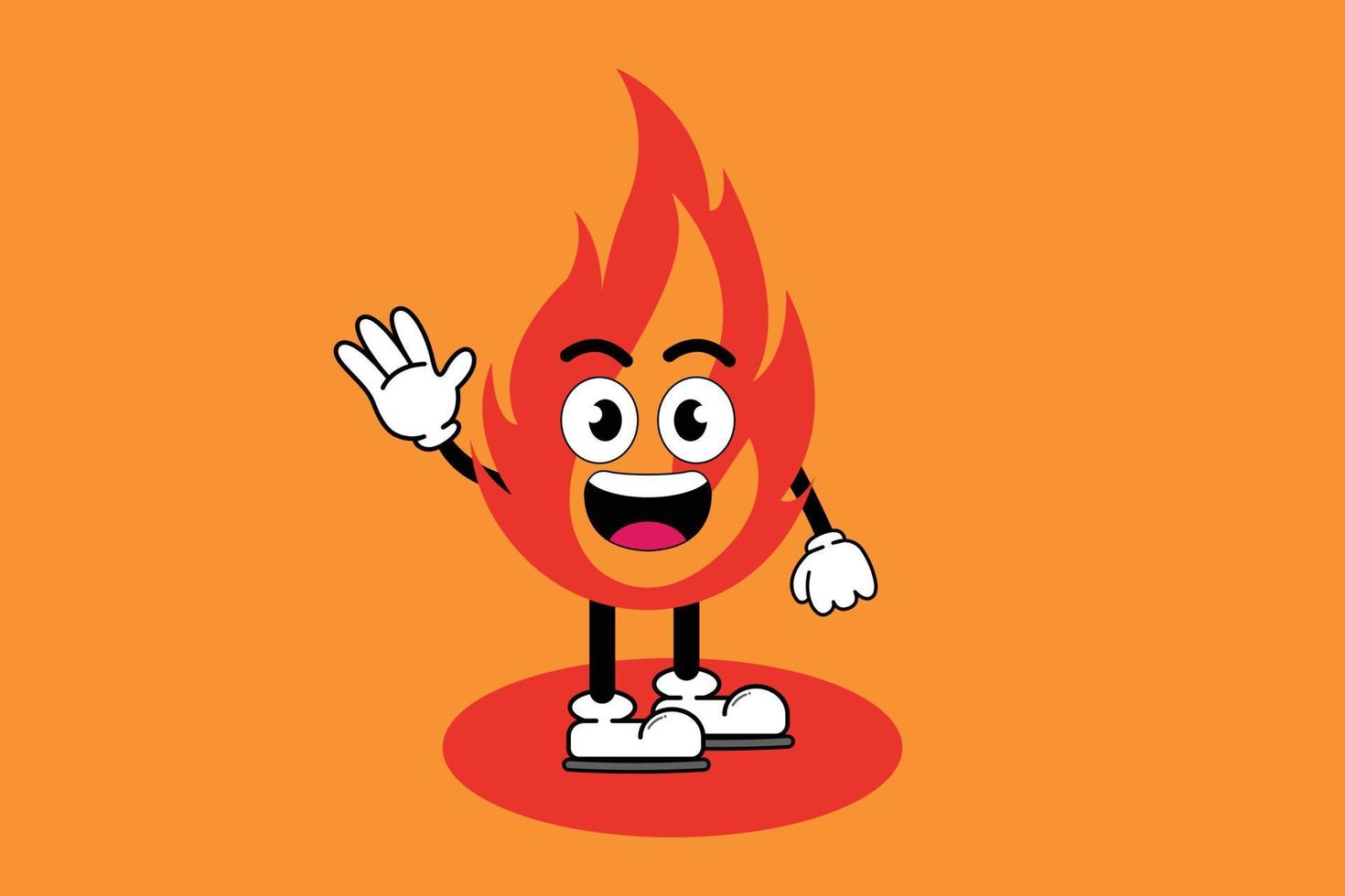 ilustración vector gráfico personaje de dibujos animados de mascota linda fuego con pose. adecuado para la ilustración de libros infantiles y el diseño de elementos.