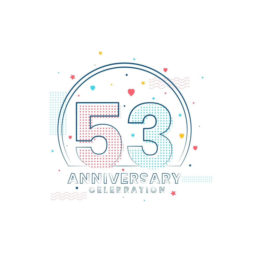 celebración del aniversario de 53 años, diseño moderno del 53 aniversario vector