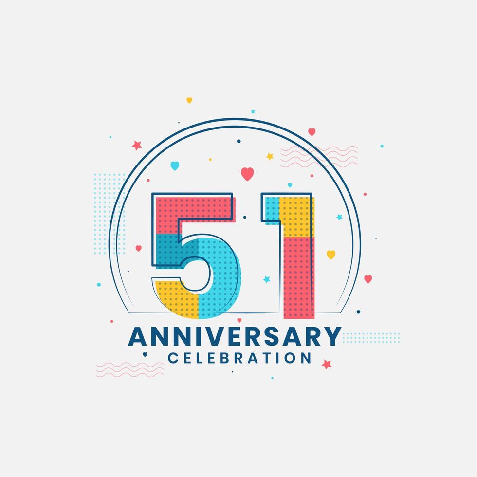 celebración del 51 aniversario, diseño moderno del 51 aniversario vector