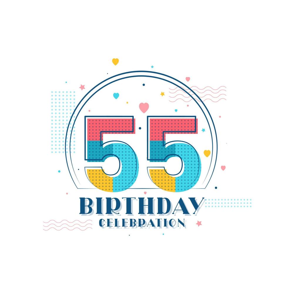 celebración de 55 cumpleaños, diseño moderno de 55 cumpleaños vector