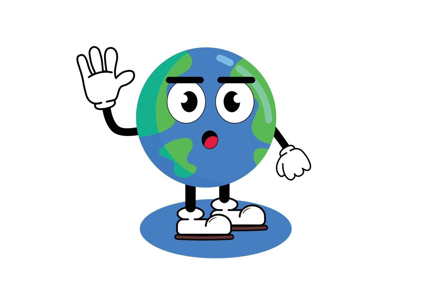 Illustration vector graphic cartoon character of cute mascot earth with pose. Suitable for children book illustration and element design.