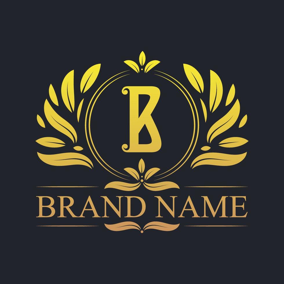 Golden vintage Luxury B letter logo design. vector