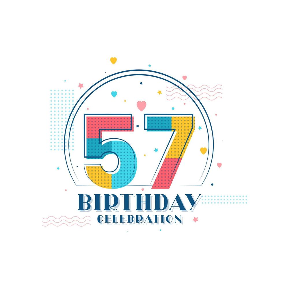 celebración de 57 cumpleaños, diseño moderno de 57 cumpleaños vector