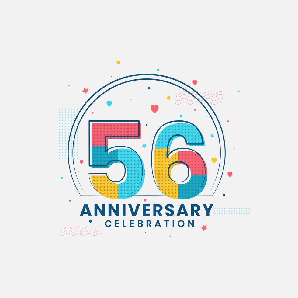 56 Anniversary celebration, Modern 56th Anniversary design vector