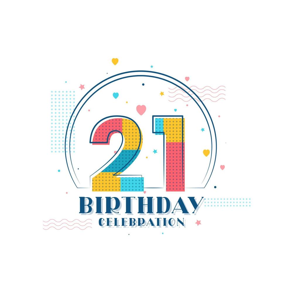 celebración de 21 cumpleaños, diseño moderno de 21 cumpleaños vector