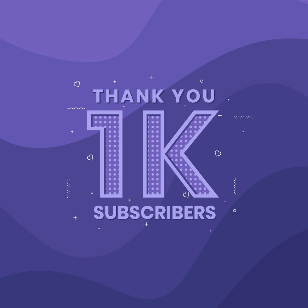 Thank you 1000 subscribers 1k subscribers celebration. vector