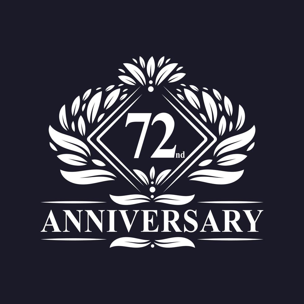 72 years Anniversary Logo, Luxury floral 72nd anniversary logo. vector