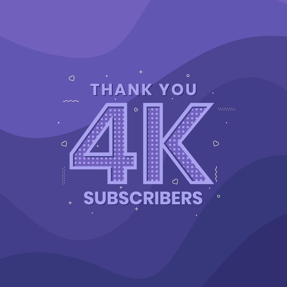 Thank you 4000 subscribers 4k subscribers celebration. vector
