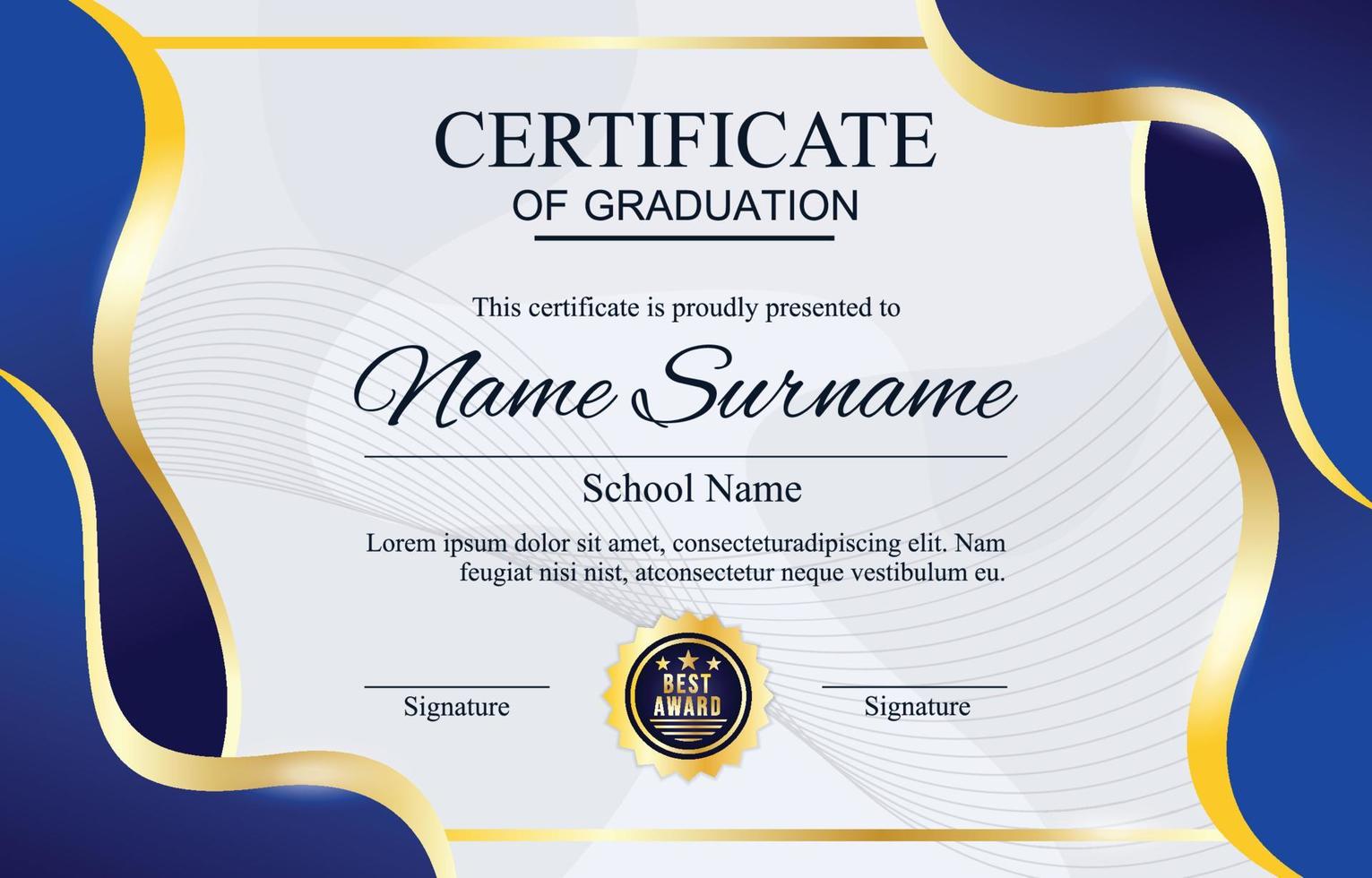 Graduation Certificate Template With Gradient Shape vector