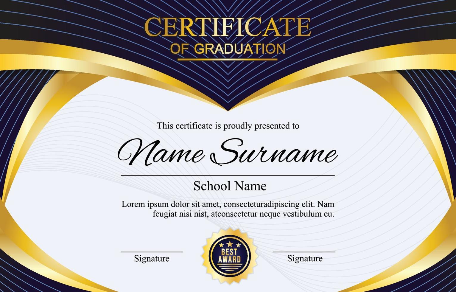 Graduation Certificate Template With Gradient Shape vector