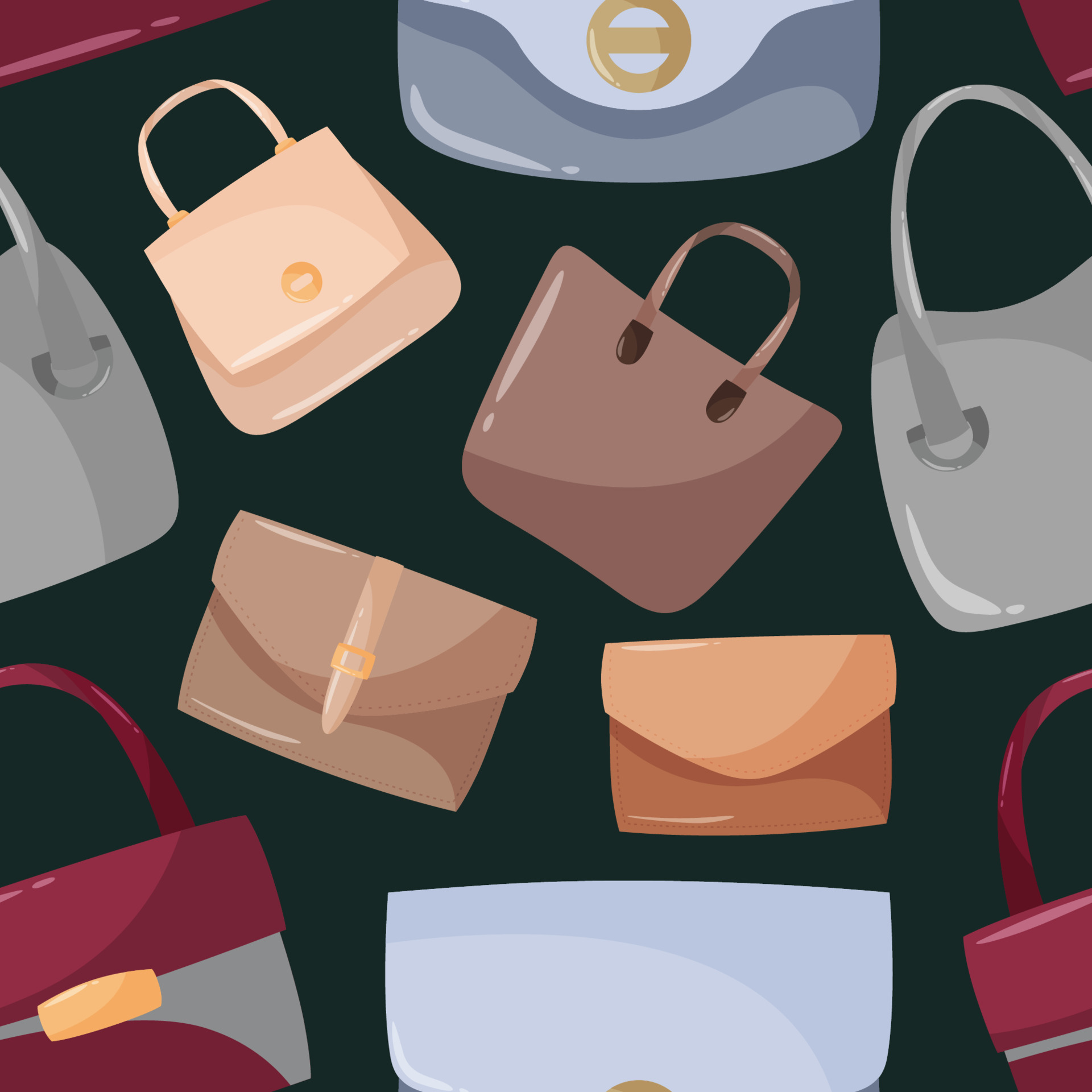 Fashion Bag Hand Drawn Seamless Pattern Background 10082026 Vector Art