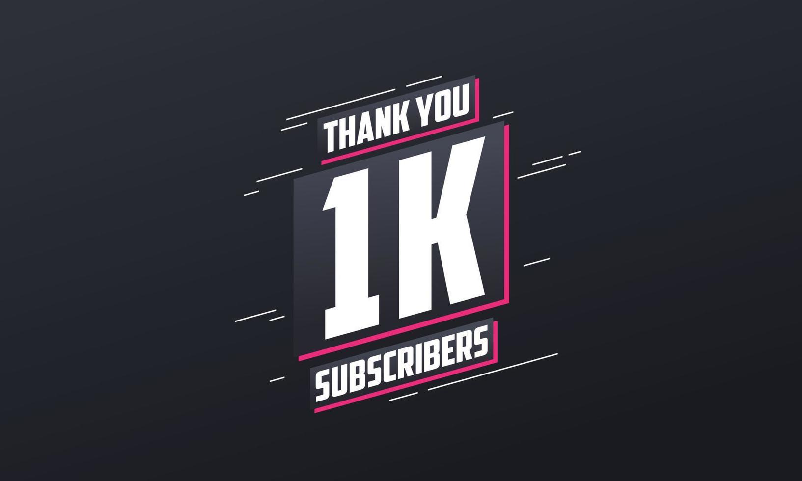 gracias 1000 suscriptores celebración de 1k suscriptores. vector