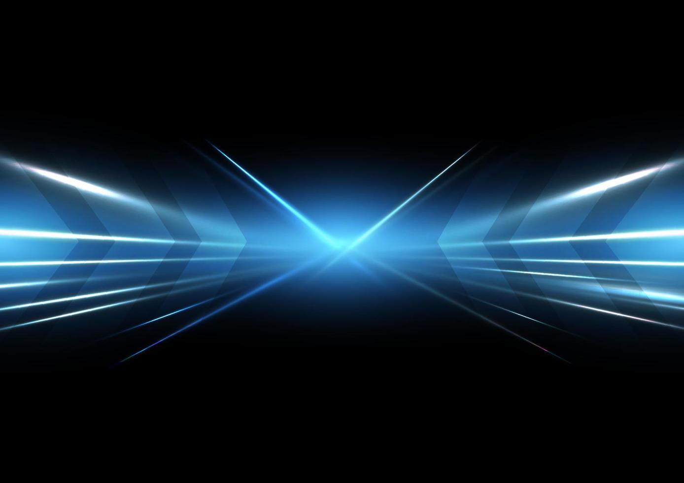 Abstract blue speed light effect on black background vector illustration.