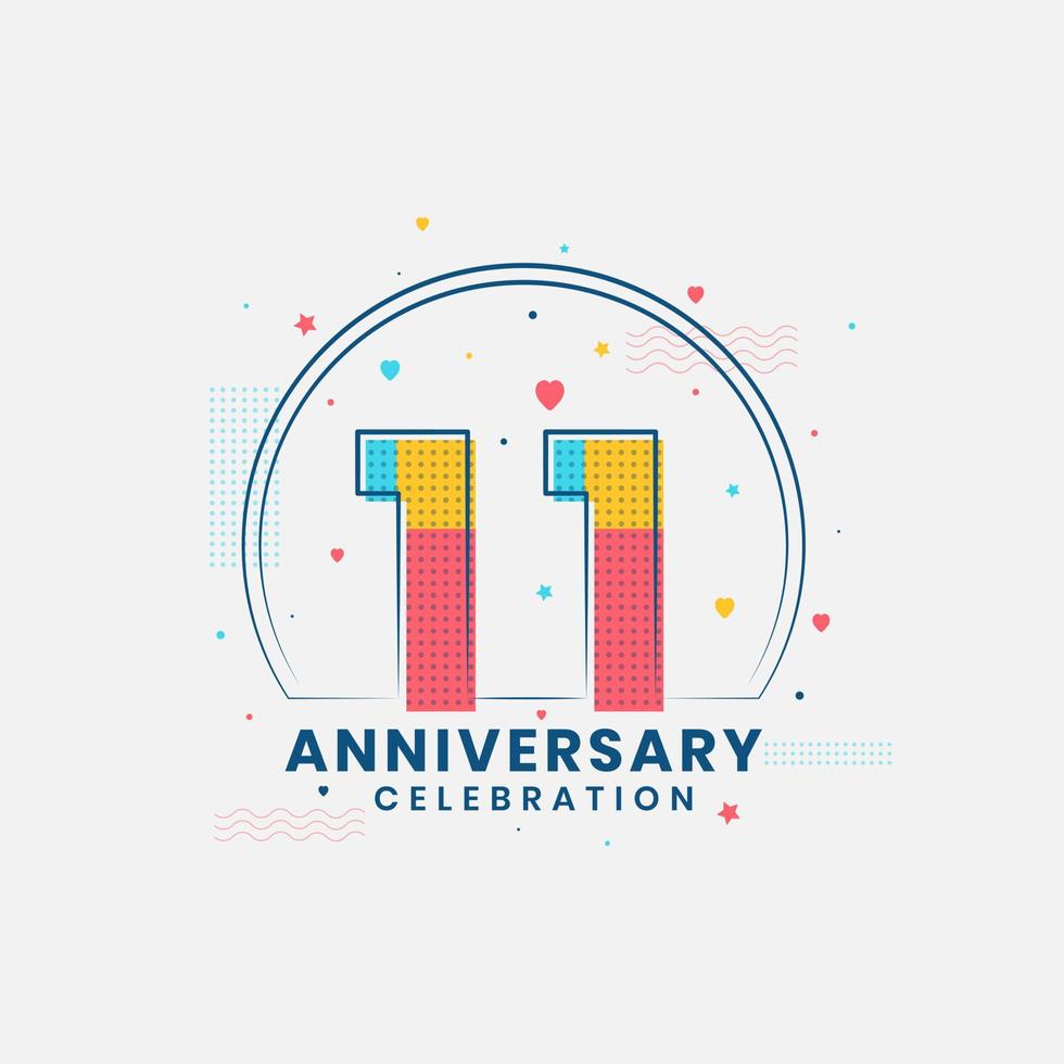 celebración del 11 aniversario, diseño moderno del 11 aniversario vector