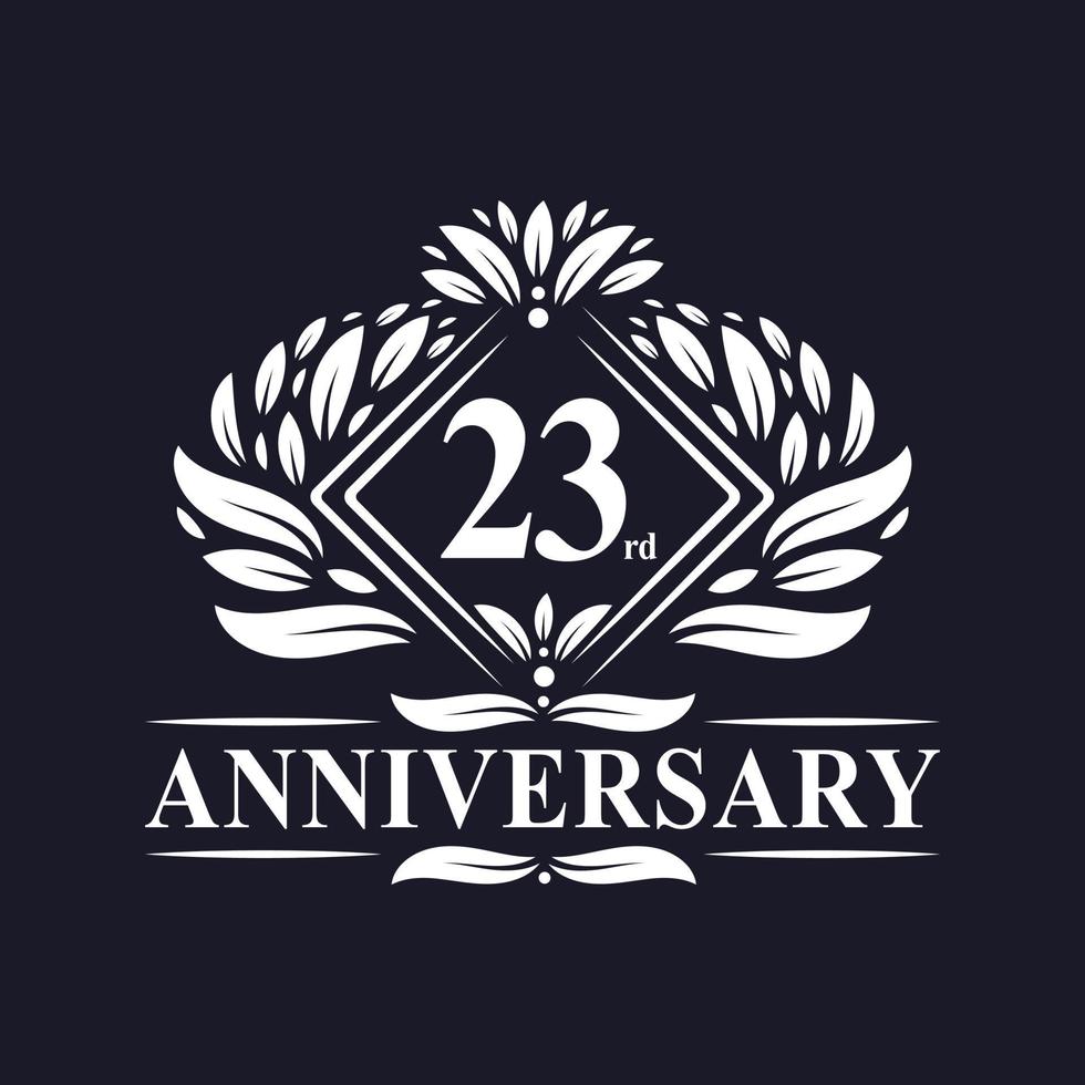 23 years Anniversary Logo, Luxury floral 23rd anniversary logo. vector