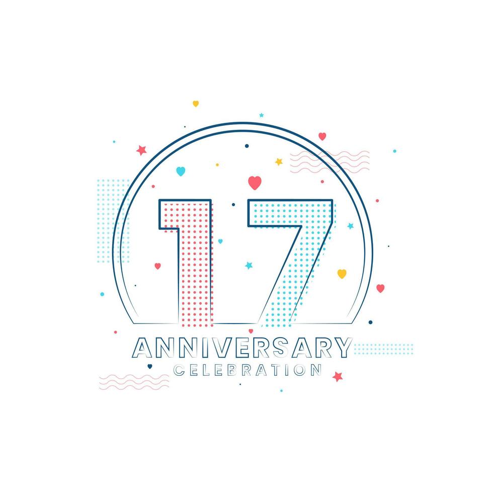 celebración de aniversario de 17 años, diseño moderno de 17 años vector