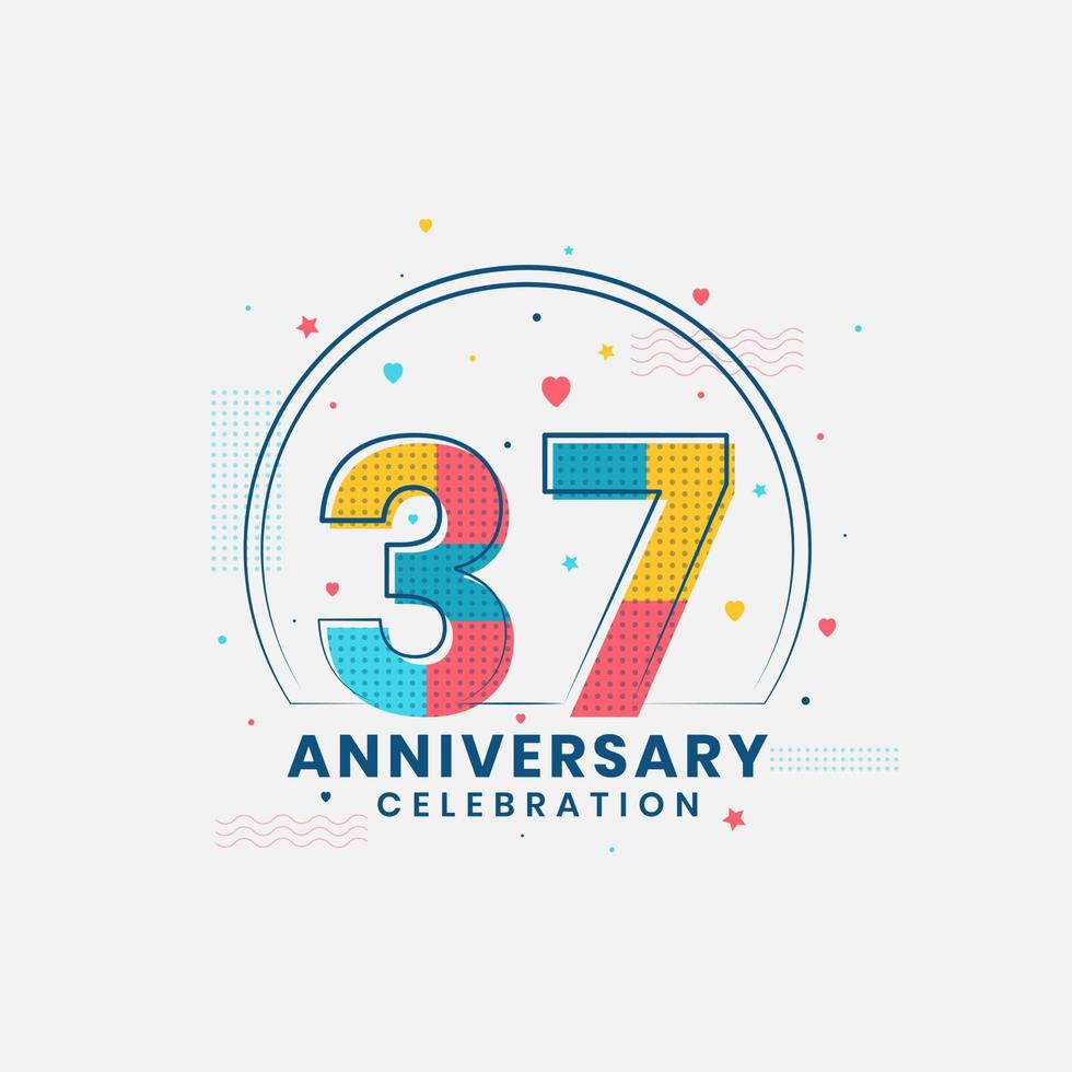 37 Anniversary celebration, Modern 37th Anniversary design vector