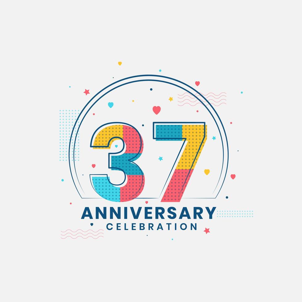 celebración del 37 aniversario, diseño moderno del 37 aniversario vector