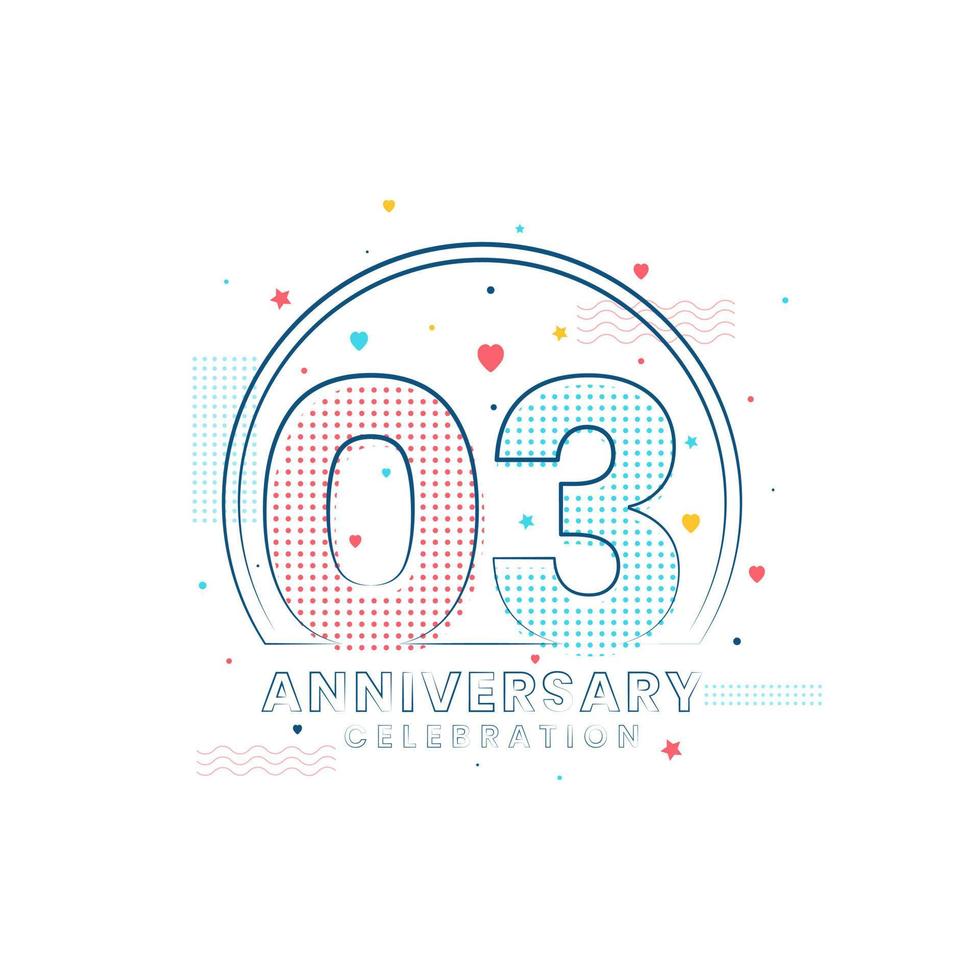 celebración de aniversario de 3 años, diseño moderno de 3 aniversario vector