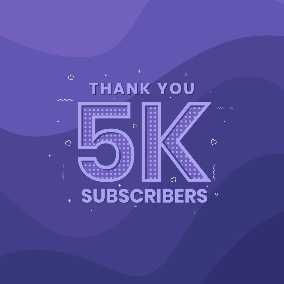 gracias 5000 suscriptores celebración de 5k suscriptores. vector