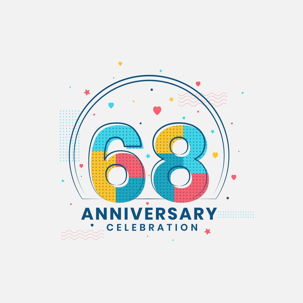 celebración del 68 aniversario, diseño moderno del 68 aniversario vector