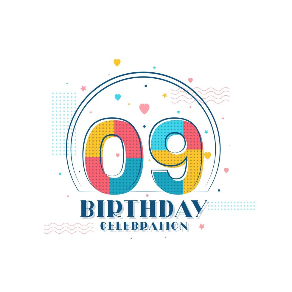 9 Birthday celebration, Modern 9th Birthday design vector