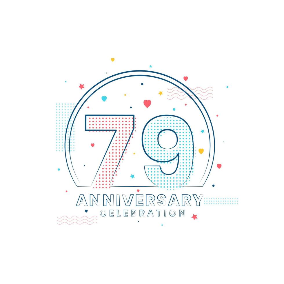 Celebración del aniversario de 79 años, diseño moderno del 79 aniversario. vector