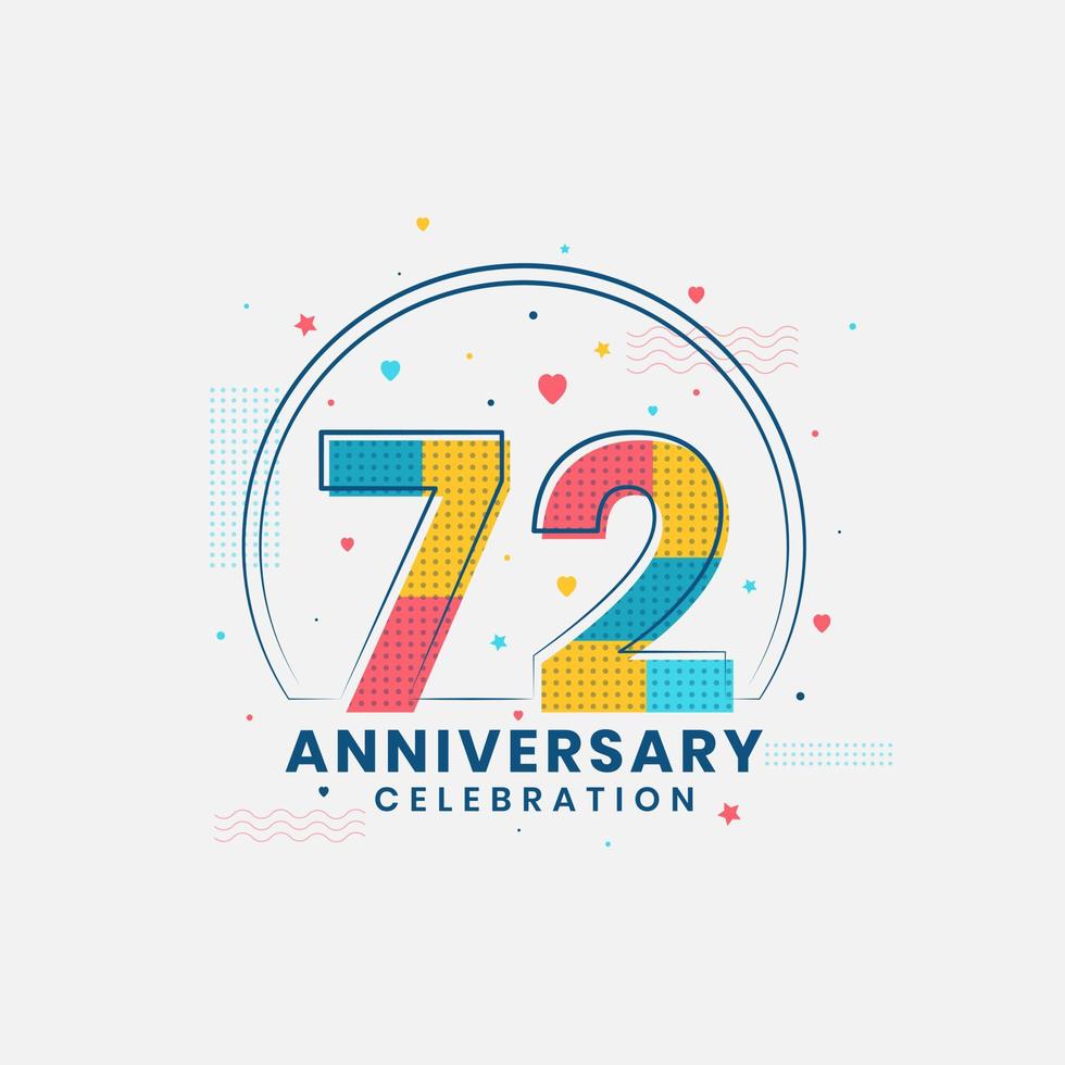 celebración del 72 aniversario, diseño moderno del 72 aniversario vector