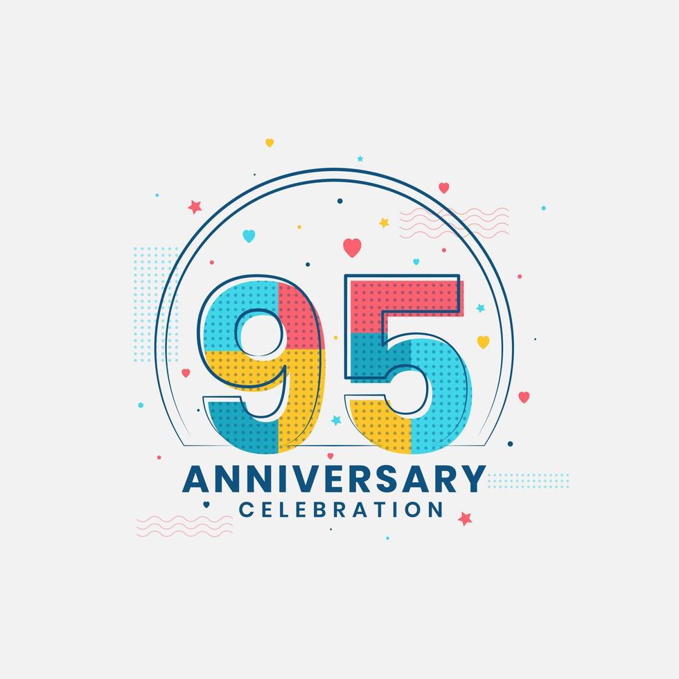 celebración del 95 aniversario, diseño moderno del 95 aniversario vector
