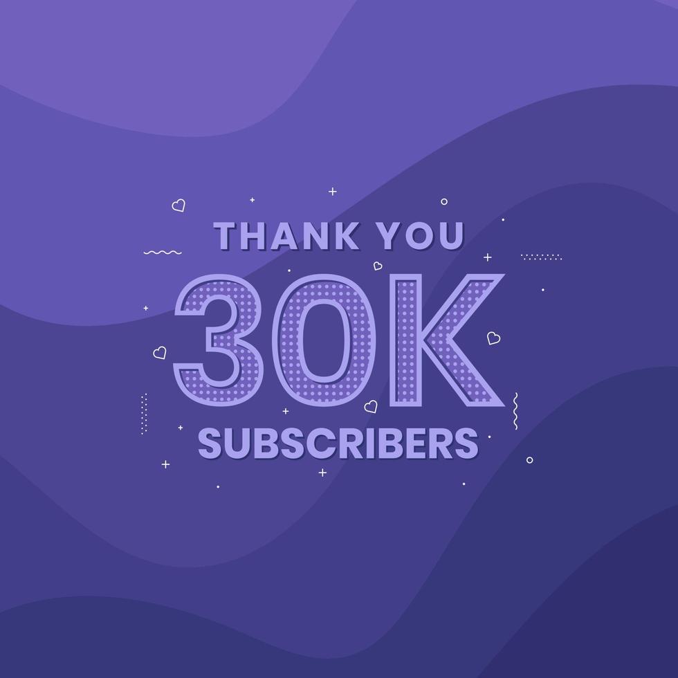 gracias 30000 suscriptores celebración de 30k suscriptores. vector