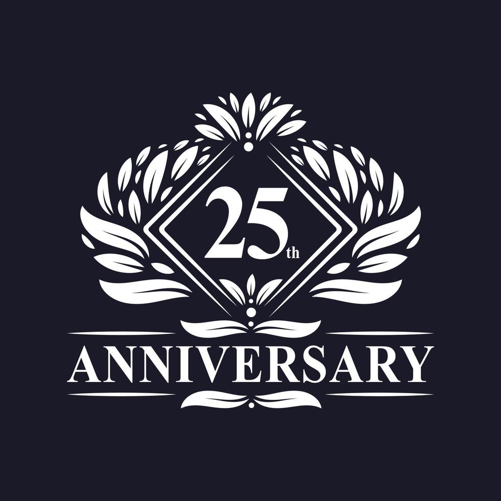 25 years Anniversary Logo, Luxury floral 25th anniversary logo. vector