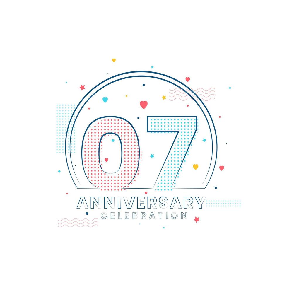 celebración de aniversario de 7 años, diseño moderno de 7 aniversario vector