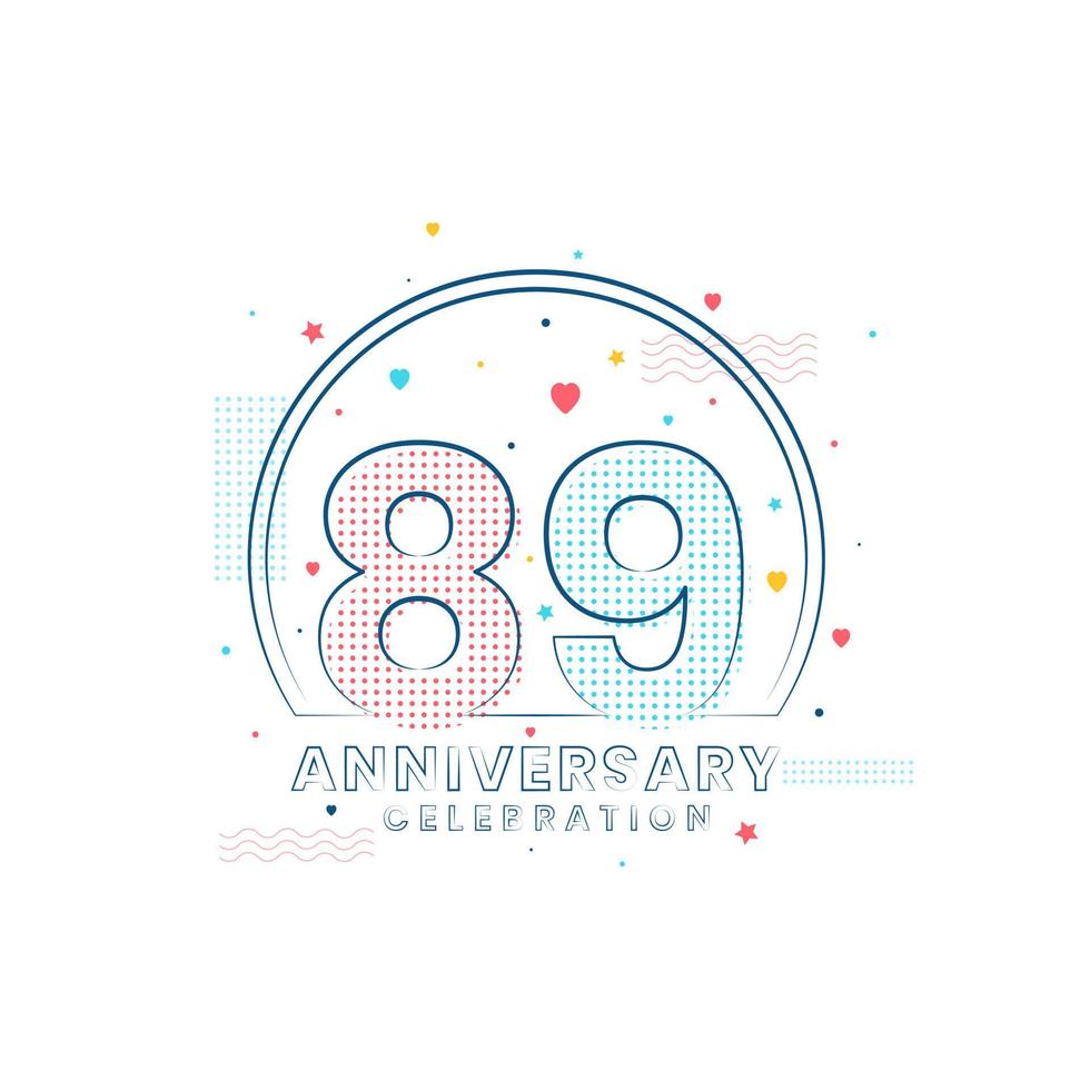 Celebración del aniversario de 89 años, diseño moderno del aniversario de 89 vector