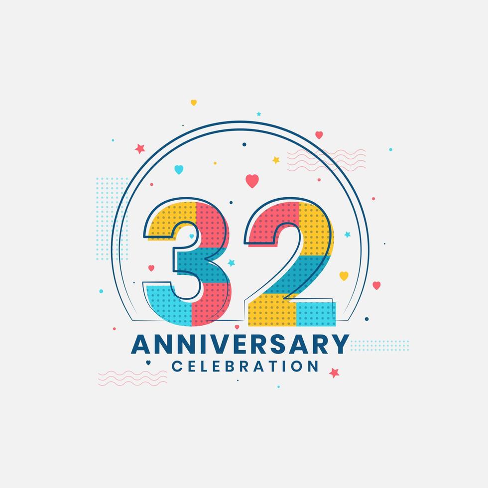 32 Anniversary celebration, Modern 32nd Anniversary design vector