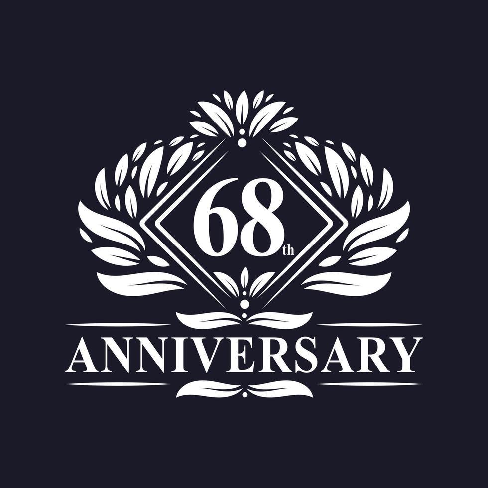 68 years Anniversary Logo, Luxury floral 68th anniversary logo. vector