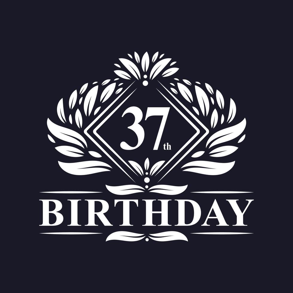 37 years Birthday Logo, Luxury 37th Birthday Celebration. vector