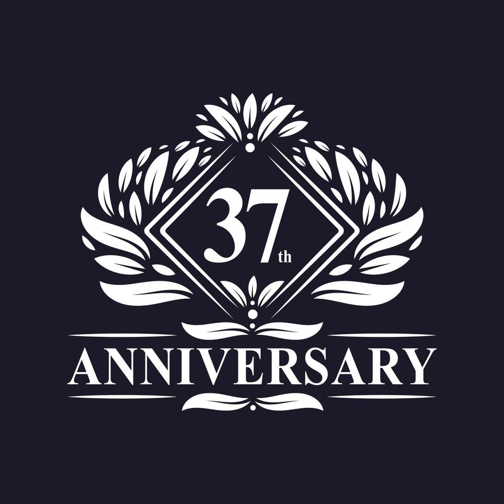 37 years Anniversary Logo, Luxury floral 37th anniversary logo. vector