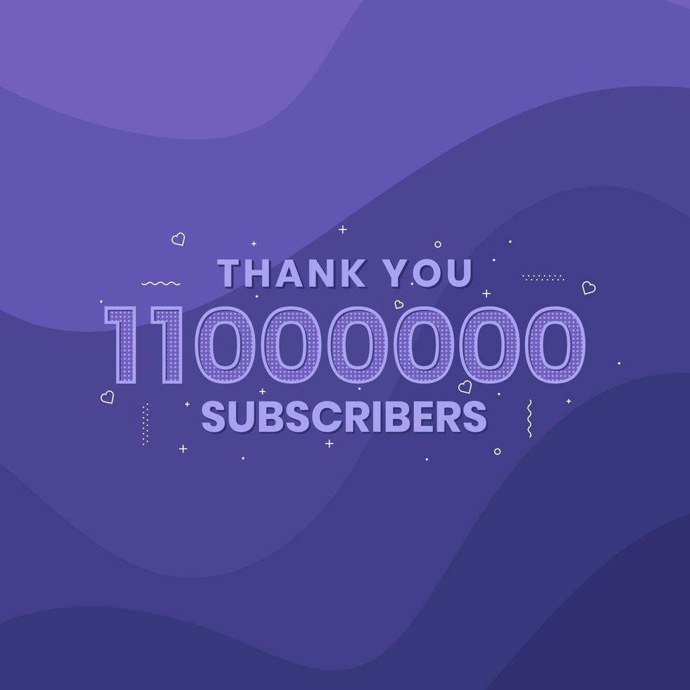 Thank you 11000000 subscribers 11m subscribers celebration. vector